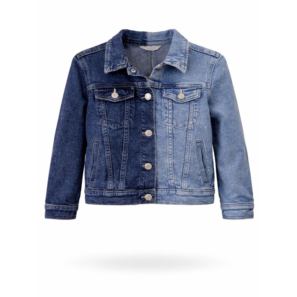 H&M Denim Jean Jacket Colorblock Color Block 2 Two Tone Kids Girls Size 6X